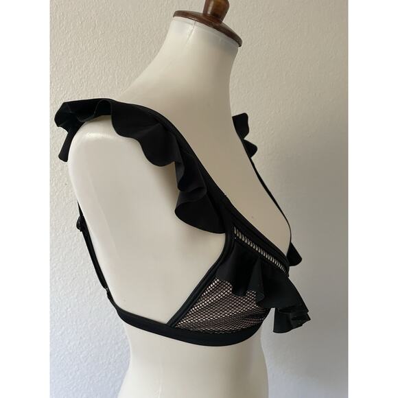 Wolf & Whistle Swim Sz 4D/DD Bikini Top Triangle Ruffled Mesh Swimwear - Picture 4 of 9